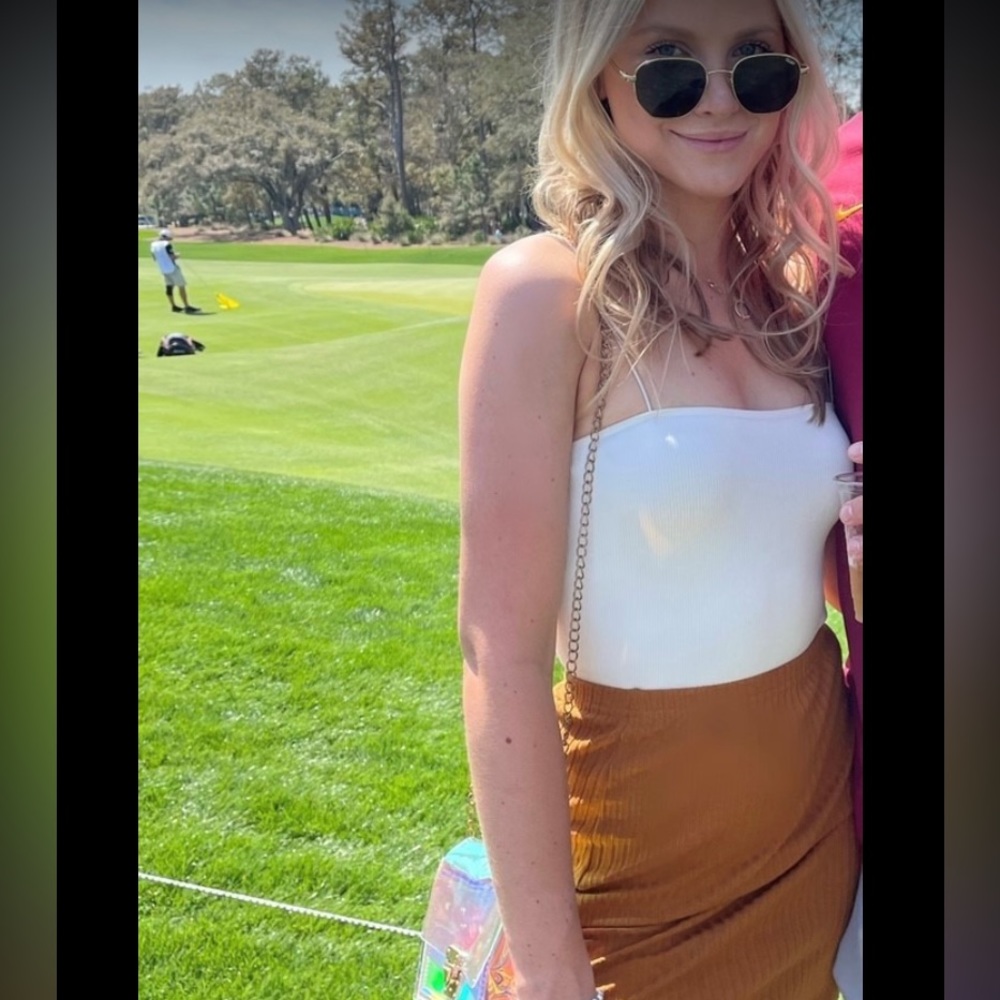 Used Camel Basic Plain Stretchy Ribbed Knit Split… - image 7